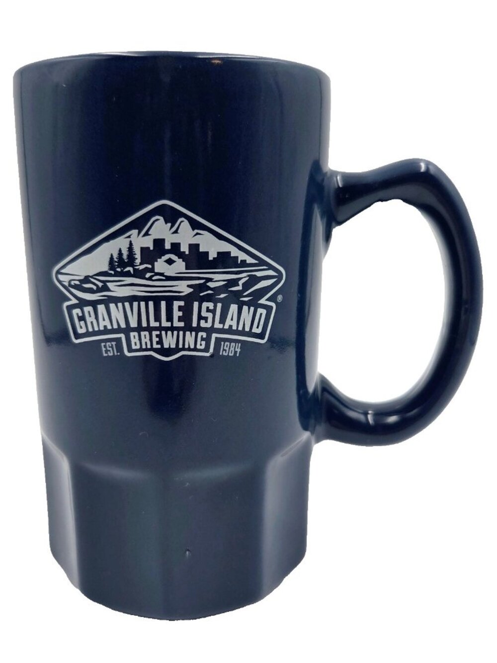 Granville Island Brewing Beer Mug Stein Vancouver Ceramic 16oz Cup Blue Logo Rea